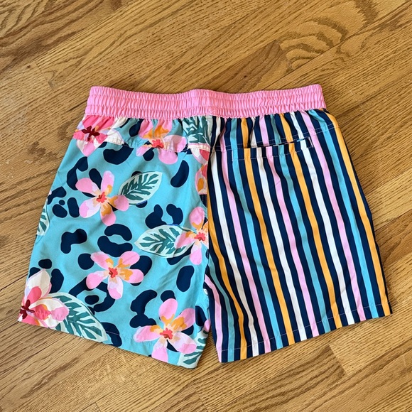 Duvin Men's Striped and Floral Shorts - Pink and Blue - Picture 3 of 3